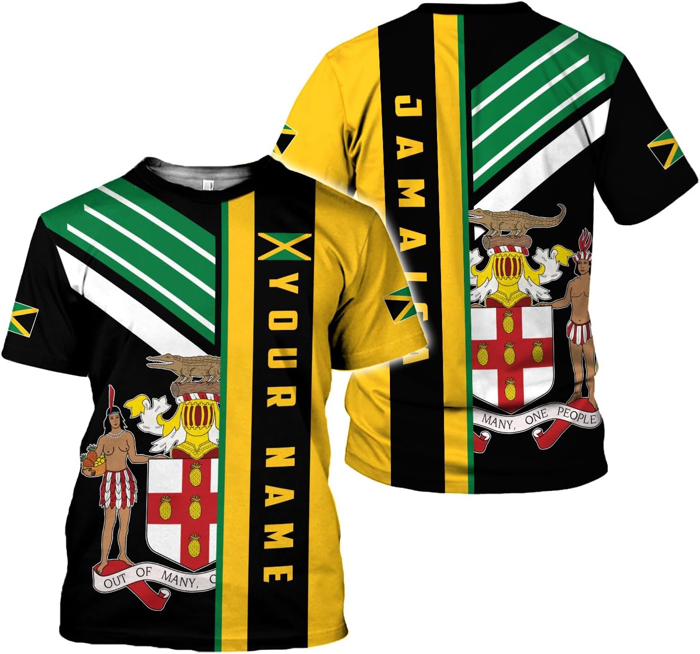 Ligthuy Personalized Jamaica Shirt 3D, Custom Jamaica Flag Lion Shirt for Men and Women, Jamaican Pride T-Shirt Unisex