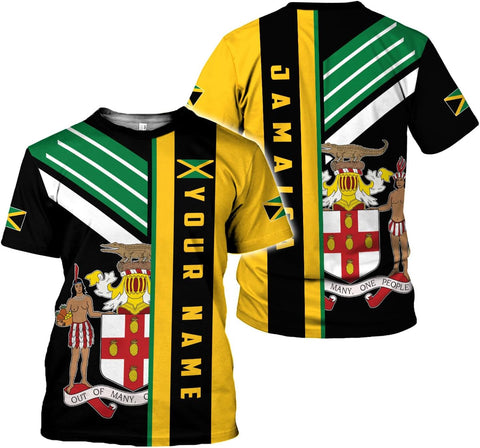 Ligthuy Personalized Jamaica Shirt 3D, Custom Jamaica Flag Lion Shirt for Men and Women, Jamaican Pride T-Shirt Unisex