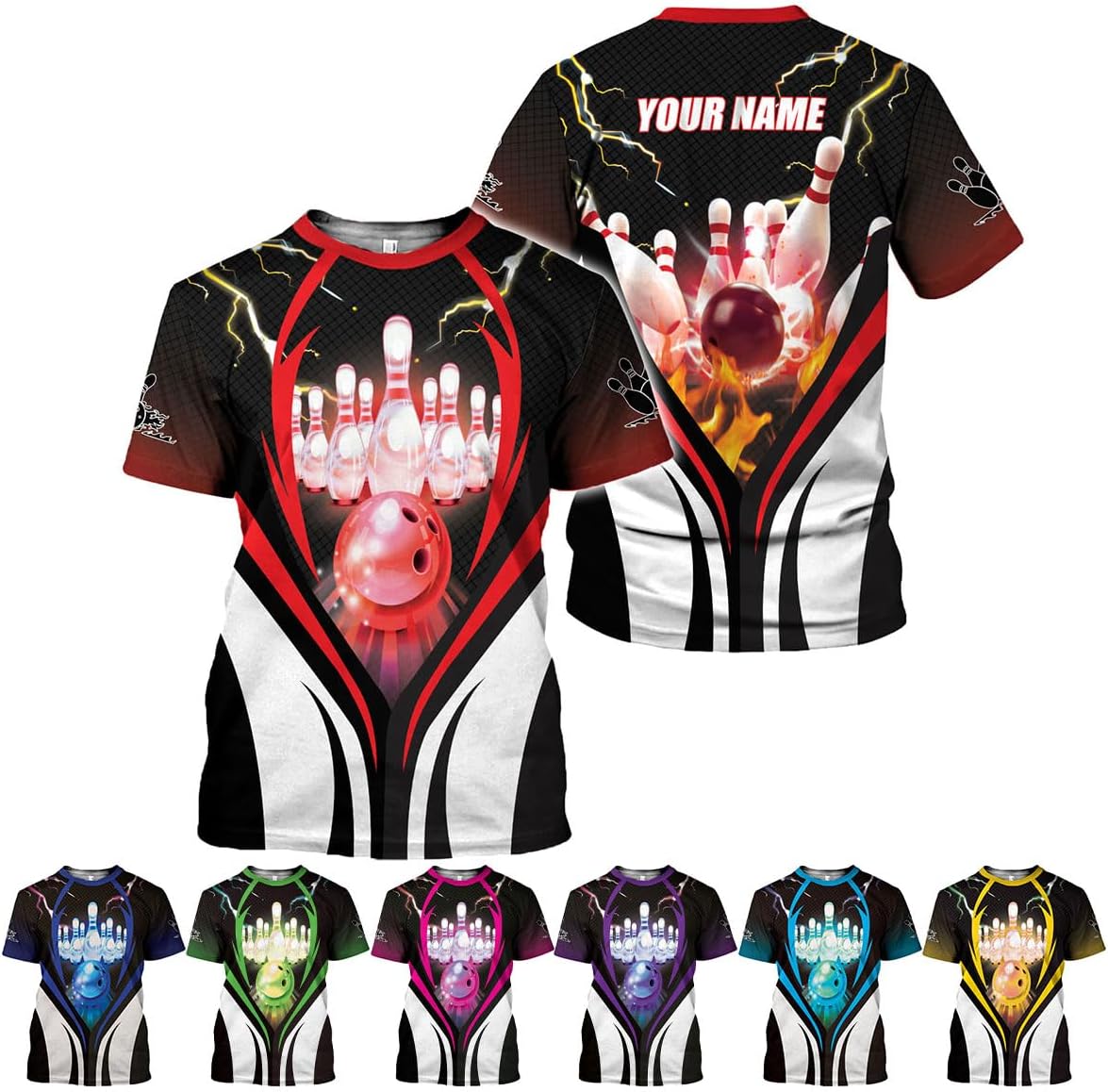 Rivelus Personalized Name Bowling Shirts for Men and Women 3D, Bowling Shirts for Team Bowling, Bowling Shirts Gift
