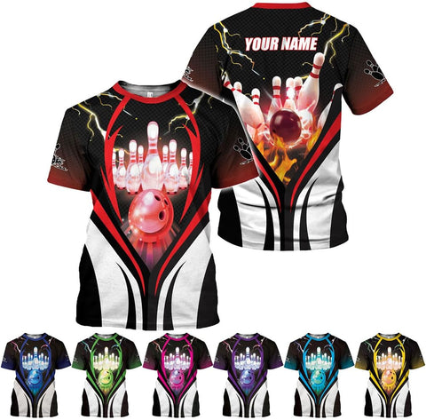 Rivelus Personalized Name Bowling Shirts for Men and Women 3D, Bowling Shirts for Team Bowling, Bowling Shirts Gift