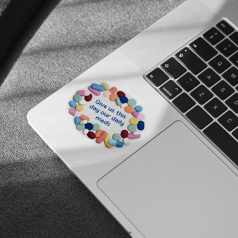 (3pcs) Give Us Our Daily Meds Sticker, Mental Healthy Stickers, Medicines Stickers, Sticker Die-Cut Waterproof Vinyl Decal for Laptop Water Bottle Phone Window Helmet Decal Gifts