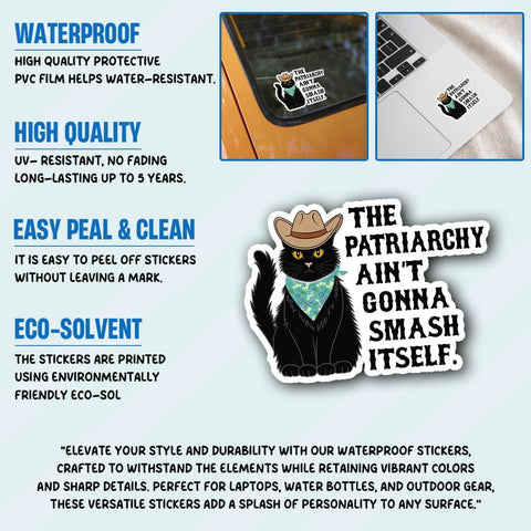 3PCS The Patriarchy Ain’t Gonna Smash Itself 3" Sticker, Funny Feminism Women Rights Stickers The Patriarchy Ain’t Gonna Smash Itself Vinyl Car Decal for Laptop Water Bottle Toolbox Phone Case