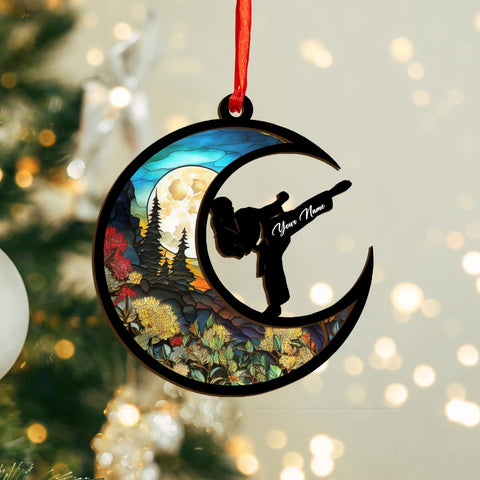 Suseaz Personalized Martial Arts Ornament 2024, Karate Suncatcher Wood Ornaments for Christmas Tree, Custom Karate Uniform Suncatcher Wood Ornament Gifts for Martial Art Lovers (Karate 6)