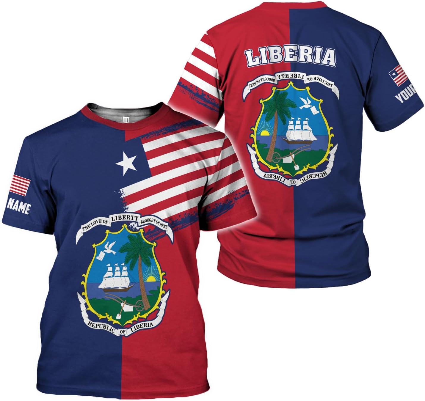 MoonArt Personalized Liberia Shirts Liberian Coat of Arms Flag Liberia 3D Shirts Liberia Liberian Pride Gift