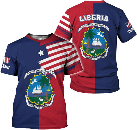 MoonArt Personalized Liberia Shirts Liberian Coat of Arms Flag Liberia 3D Shirts Liberia Liberian Pride Gift
