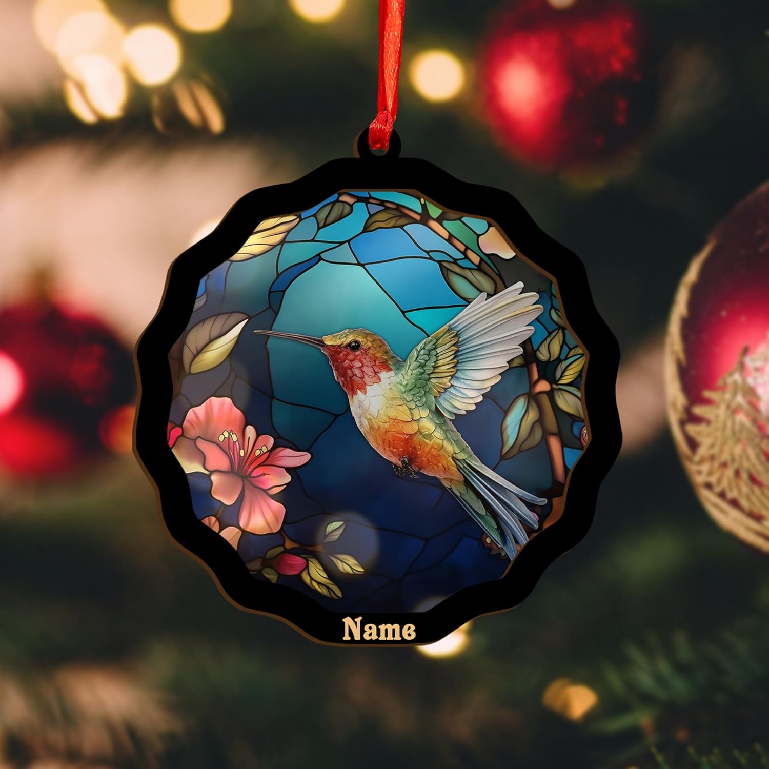 MAPrints Personalized Hummingbird Ornaments for Christmas Tree 2024, Hummingbird Christmas 2024 Ornament, Bird Suncatcher Wood Acrylic Ornament, Gifts for Bird Lovers (Bird 1)