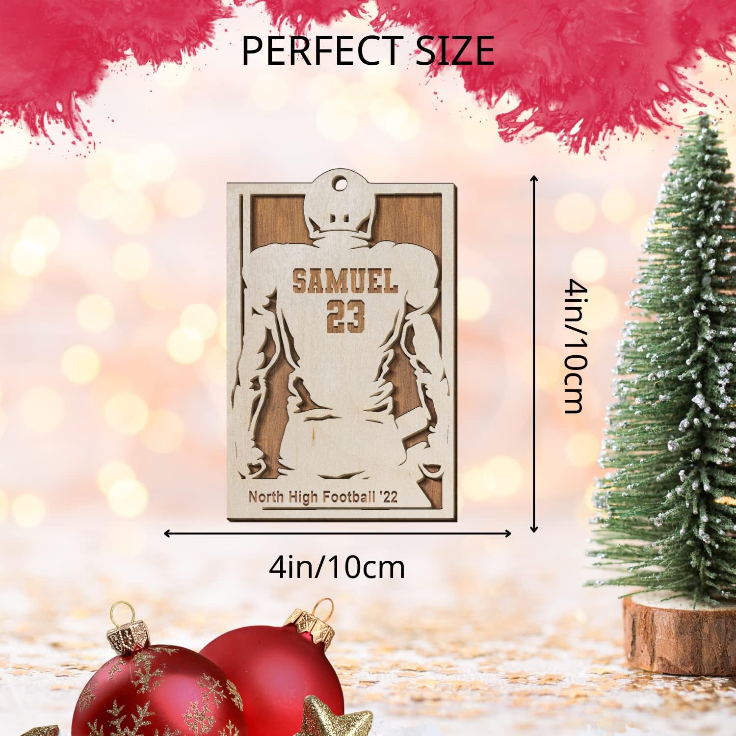 Artparel Personalized Football Ornament Customized Football Christmas Ornaments Football Ornament Christmas Hanging Décor Gift for Football Fans Football Gifts Gift for Football Player (FB)