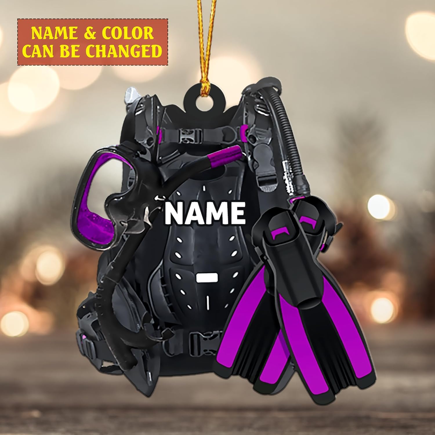 Royalbro Personalized Scuba Diving Ornament, Scuba Diver Ornament, Scuba Diver Christmas Ornament, Gift for Diver, Scuba Dive Gift, Diving Vest Custom Christmas Ornament (SD 3)