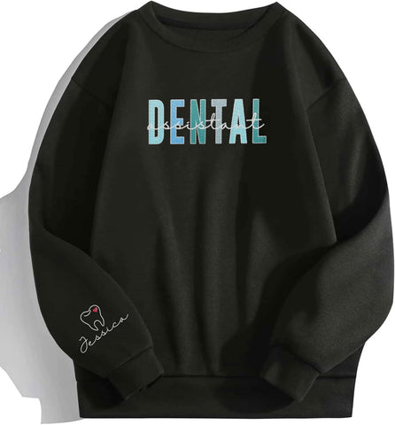 Leeprints Personalized Embroidered Sweater, Dental Assistant & Hygienist Gift, Nurse Hoodie
