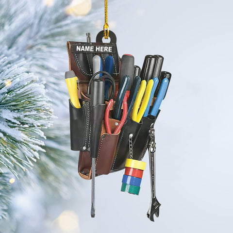 Artparel Personalized Electrician Ornament, Electrician Tool Bag Outfit Christmas Ornament, Electrician Gift Christmas Ornament, Gifts for Electrician Lovers, Electrician Outfit Christmas Ornament