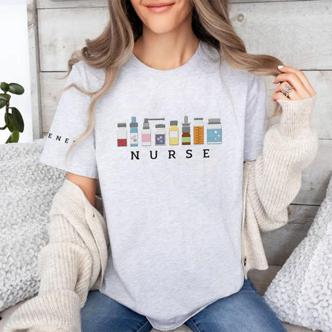 Personalized Embroidered Nurse Sweatshirt For Women Custom Name Registered Nurse Sweatshirt Crewneck Pullover Idea Nurse Gift