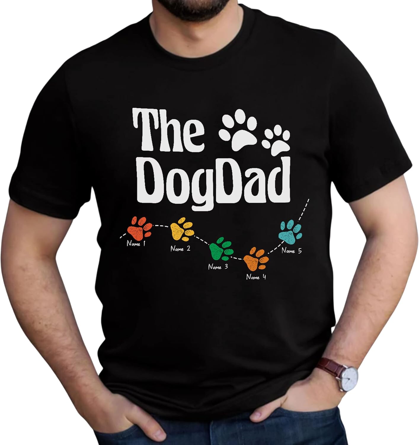 Personalized Dog Dad Shirts for Men, Best Dog Dad Ever Tshirt Gifts Fathers Day, Custom Funny Dogfather T-Shirt (TS17)
