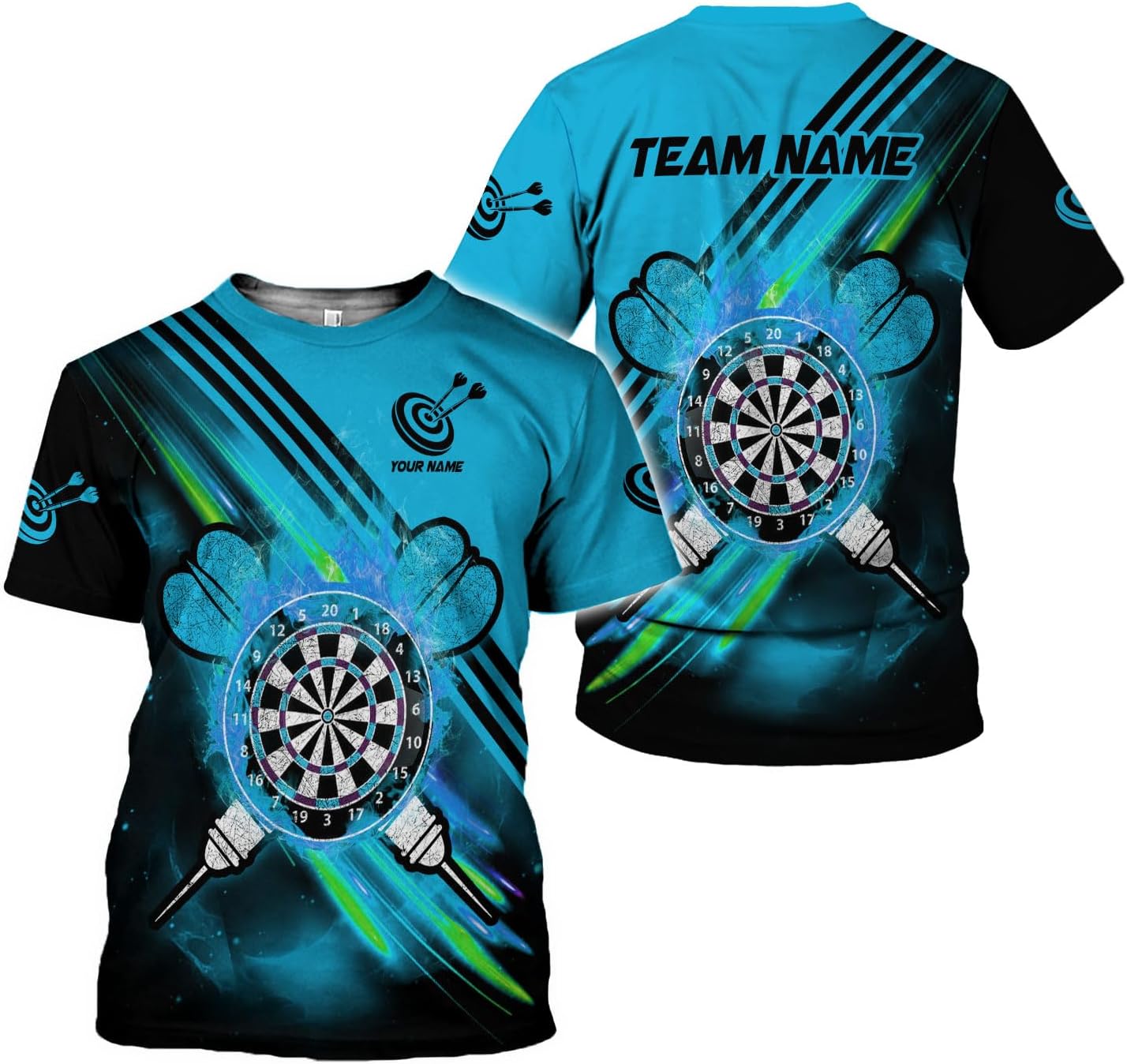 Artparel Personalized Dart Shirts for Men, Dart Polo 3D Shirts Custom Name Shirt, American Flag Shirt Unisex Shirt Size S-5XL