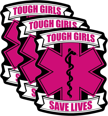 Tough Girls Save Lives EMS EMT Paramedic Sticker, Waterproof Vinyl Stickers for Laptop Kindle Car Tumbler Mug Phone Notebook