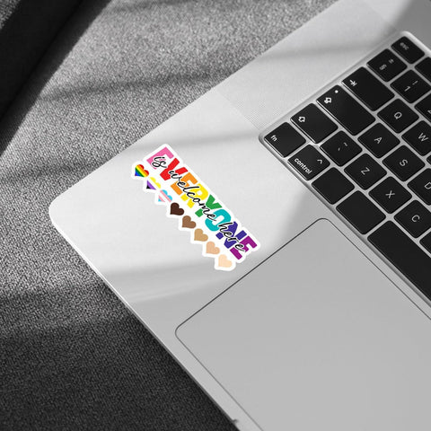 3Pcs Everyone is Welcome Here Sticker, Everyone is Welcome Here Pride Hearts Vinyl Sticker, LGBTQ Proud Stickers, Pride Love Rainbow Flag Sticker - Stickers For Laptop Water Bottle Phone Car Helmet 3"