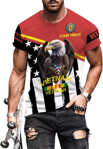 Mostprints Personalized Name Vietnam Veteran Shirts 3D, Veterans Shirts for Men and Women, Veteran's Shirt Vietnam Veteran S-5XL