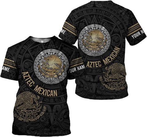 Mostprints Personalized Name Aztec Shirts for Men, Aztec Warrior Shirt, Mexican Shirts for Men Mexican Azteca, Mexico Shirts