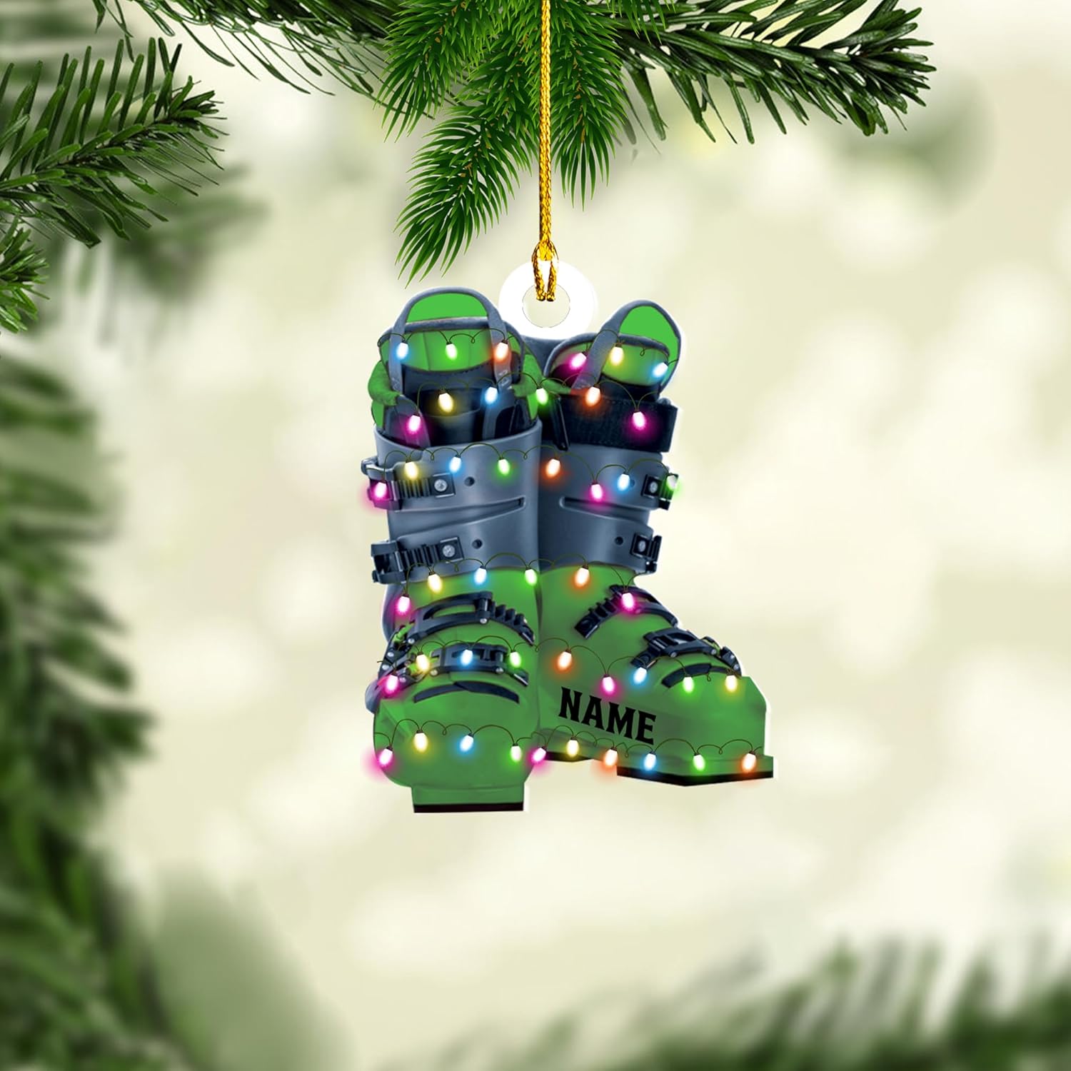 AOVL Custom Ski Ornament Skiing Christmas Ornaments Ski Christmas Tree Ornaments Ski Christmas Ornament Skier Ornaments for Christmas Tree 2024 Skiing Ornament (OSK3)