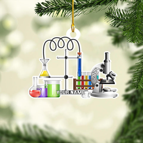 Pretyprints Personalized Chemistry Glass Shape Flat Ornament, Biological Science Christmas Ornament, Chemistry Ornament Scientist Ornament for Chemistry Lover (Style 23)