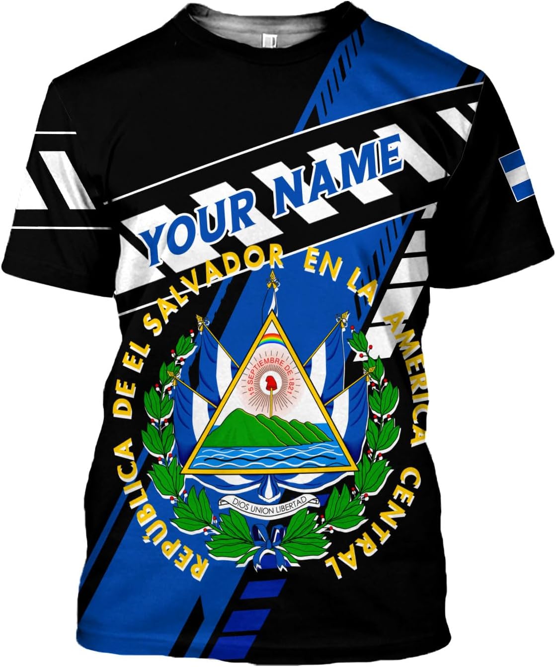 Ligthuy Personalized Name El Salvador Shirt 3D, El Salvador Flag Shirt for Men Women, Unisex T-Shirts S-5XL