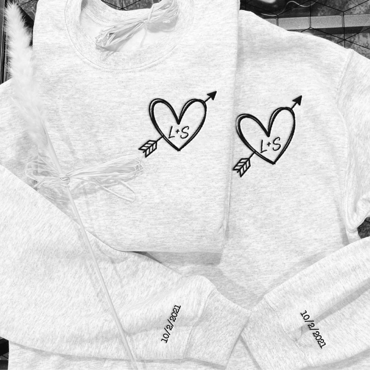 Custom Embroidered Roman Numeral Sweatshirt, Matching Sweatshirts for Couples, Couples Sweatshirt Valentine's Gift (Cotton, SS21)