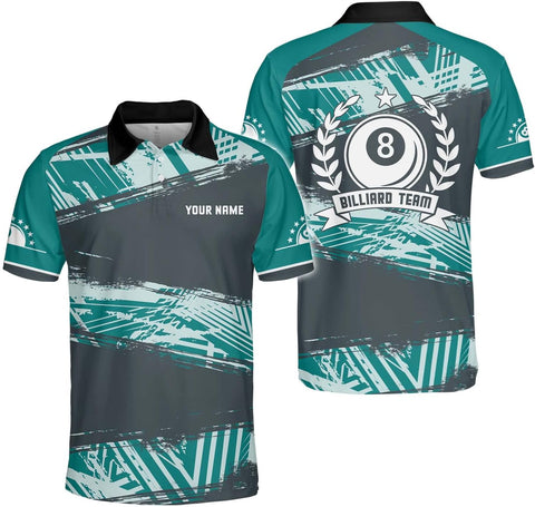 Personalized 8 Ball Polo Shirt, Billiard Shirt Custom Billiard Player 3D Print Shirts for Men Women Teams Pool (Polyester, PL26)