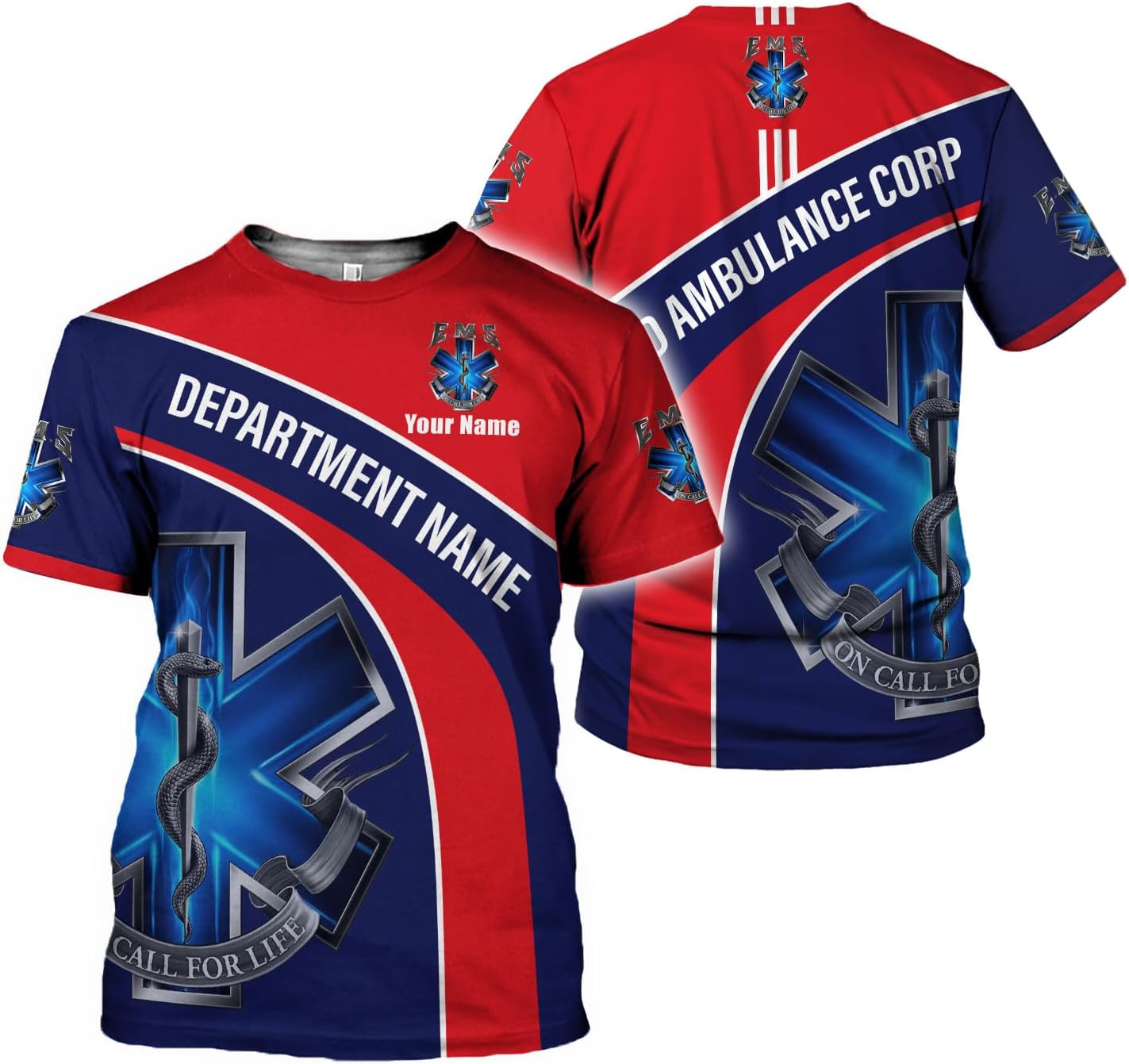 Mostefy Personalized Name EMS Shirt 3D Uniform Emergency Medical Technician, EMS Shirts for Men, EMT Shirt, Paramedic Shirt