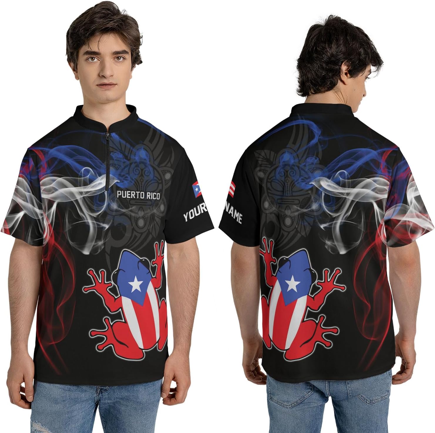 Artparel Personalized Puerto Rico AOP Bowling Jersey Puerto Rico Shirt 3D Puerto Rico Shirt for Men Women Puerto Rican Jersey