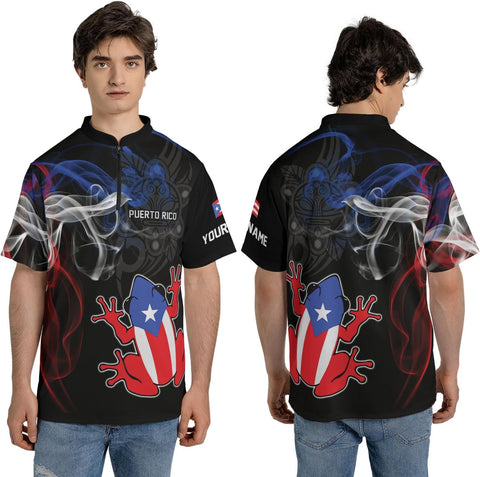 Artparel Personalized Puerto Rico AOP Bowling Jersey Puerto Rico Shirt 3D Puerto Rico Shirt for Men Women Puerto Rican Jersey