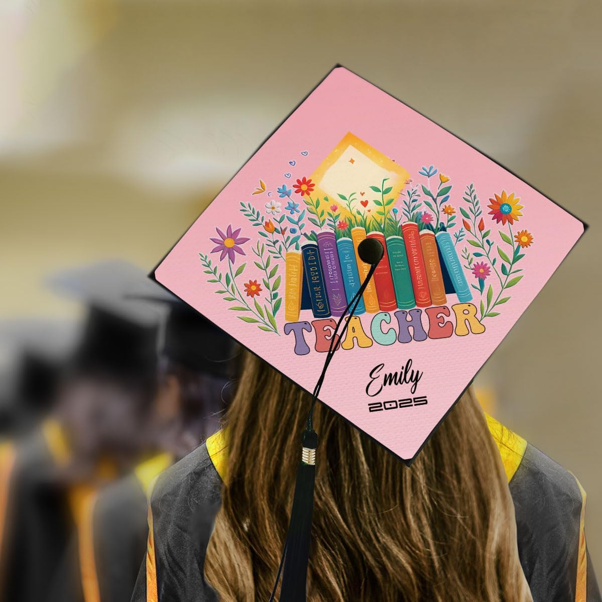 Pretyprints Personalized Teacher Graduation Cap Topper Teacher Gift Class Of 2025 Graduation Cap Decoration Topper