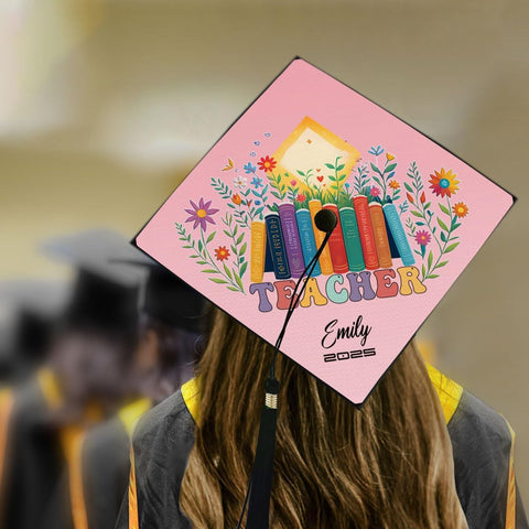 Pretyprints Personalized Teacher Graduation Cap Topper Teacher Gift Class Of 2025 Graduation Cap Decoration Topper