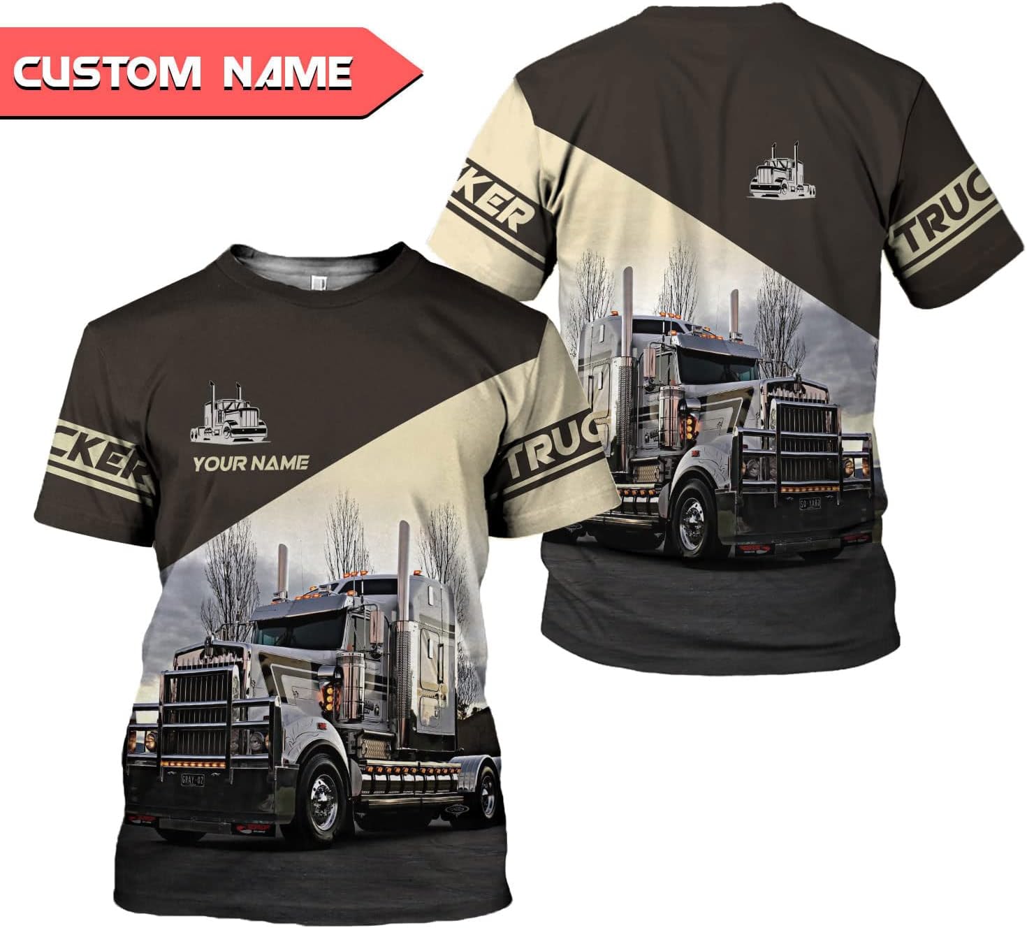 Personalized Trucker Shirt Custom US Flag Truck Driver T-Shirt Funny Trucker Gift 3D Hoodie for Men & Women Trucking Diesel