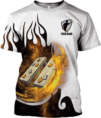 MoonArt Personalized Cornhole Shirts 3D Over Print for Men & Women, Funny Cornhole Player Toss Sports T-Shirt for Team