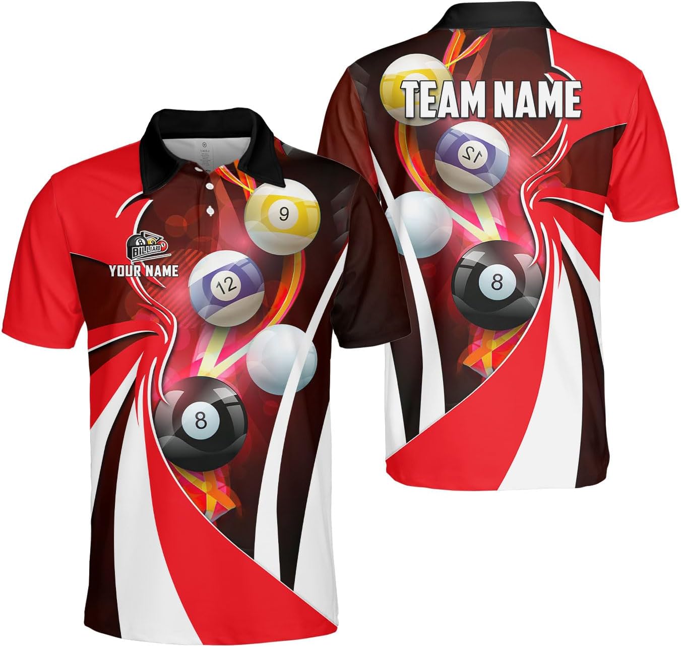 Ligthuy Personalized Billiard Polo 3D, 8 Ball Shirt, Billiards Shirts for Men, Billiard Gifts for Men and Women S-5XL