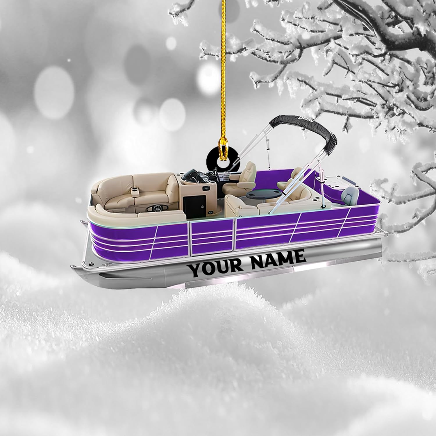 Parvii Personalized Pontoon Boat Ornament, Custom Pontoon Christmas Ornament, Pontoon Boat Christmas Ornament, Pontoon Boat, Christmas Tree Ornament, Custom Pontoon Hanging Ornament (PT 2)