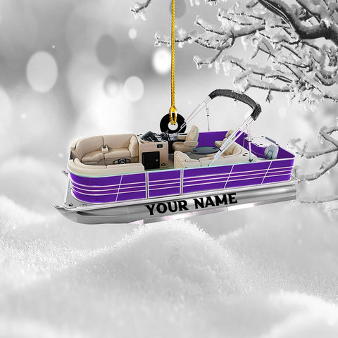 Parvii Personalized Pontoon Boat Ornament, Custom Pontoon Christmas Ornament, Pontoon Boat Christmas Ornament, Pontoon Boat, Christmas Tree Ornament, Custom Pontoon Hanging Ornament (PT 2)