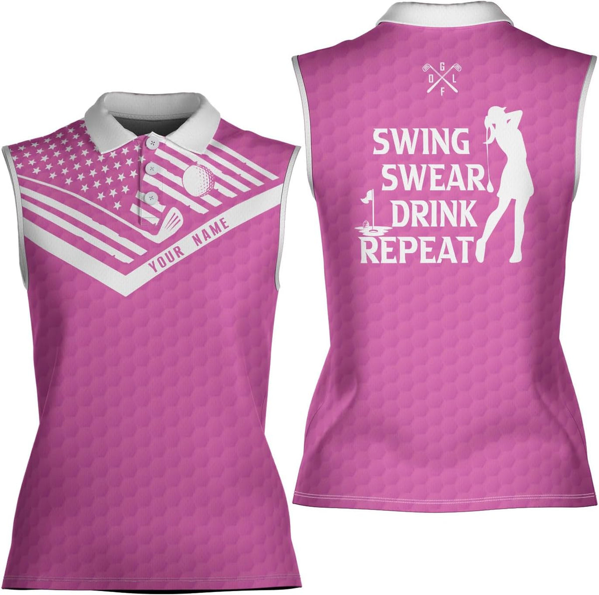 Podagree Personalized Golf Polo Shirts for Women Sleeveless with Collar, Funny Shirts for Women, Ladies Sleeveless Golf Shirt