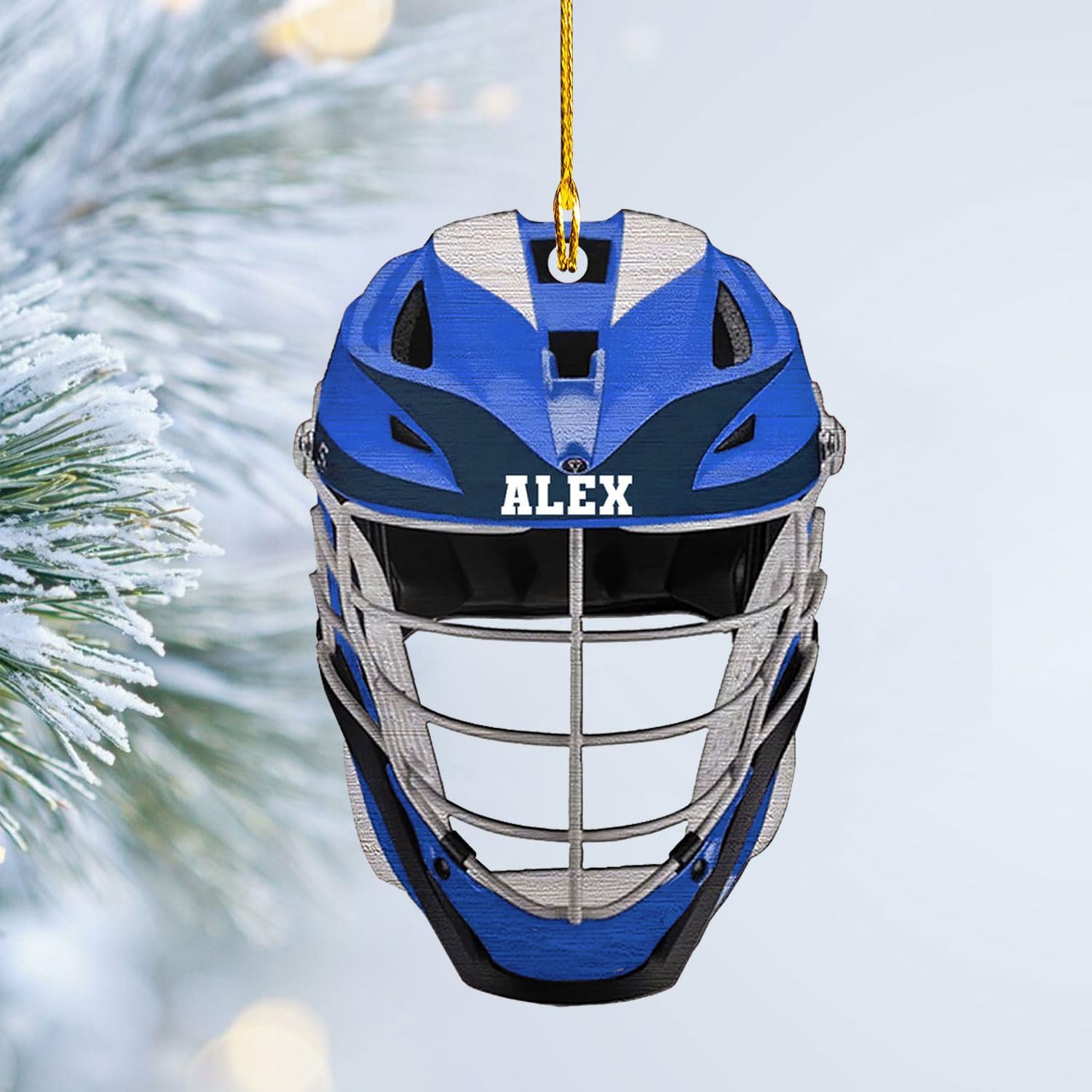 HomeDesign Personalized Lacrosse Ornament, Lacrosse Amor Shape Flat Ornament, Lacrosse Helmet Ornaments, Gifts for Lacrosse Lovers, Lacrosse Players, Lacrosse Christmas Ornament (LA 1)