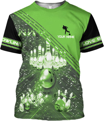 Personalized Name Bowling Shirts for Women 3D, Bowling Shirts with Name, Custom Bowling Shirts Gift for Bowling Lover