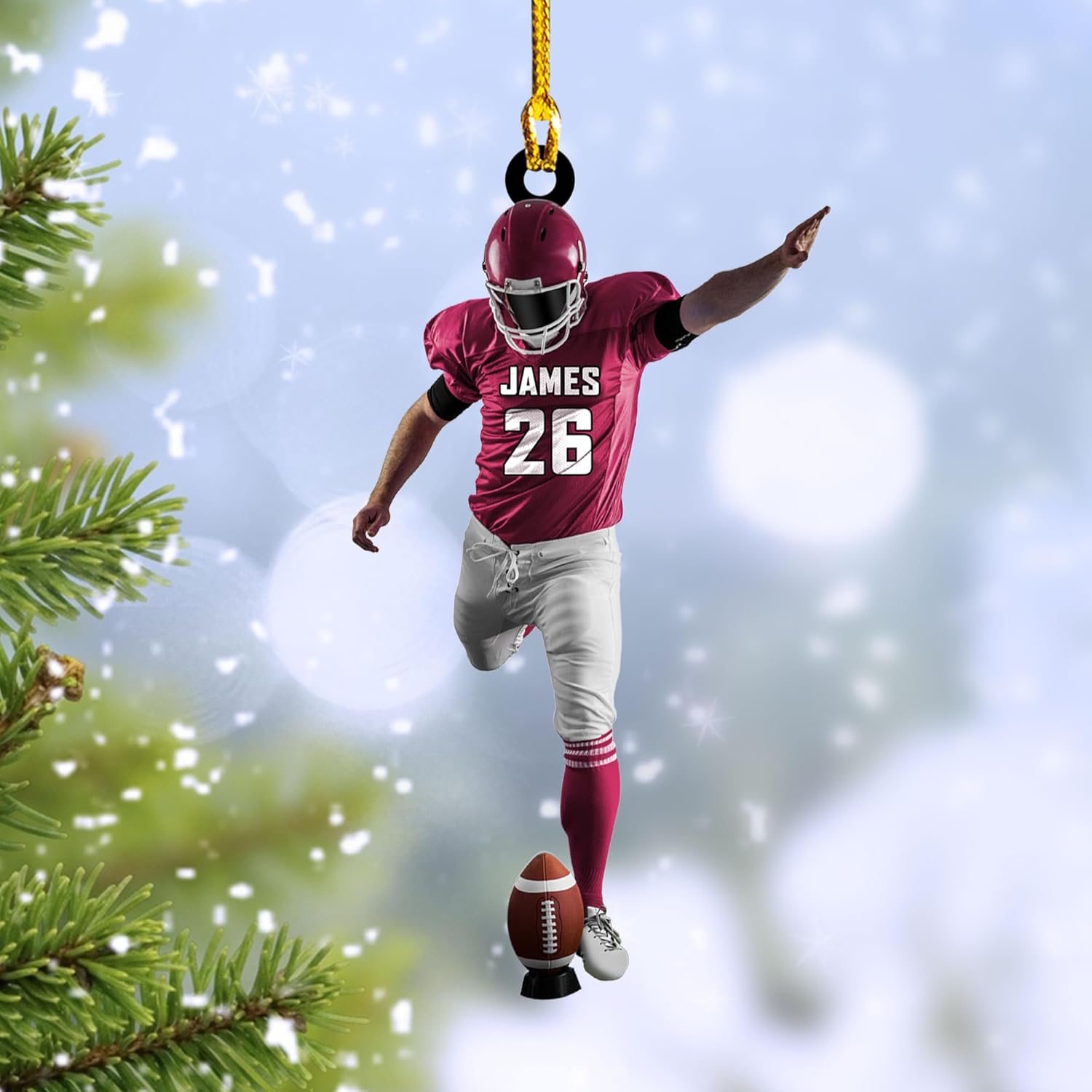 RoyalBro Personalized Football Ornaments 2023, Customized American Football Christmas Ornament, Football Ornament Christmas Tree Hanging Ornament Pine Tree Decorations (Football 9)