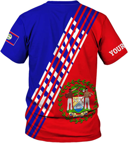 Artparel Personalized Belize Shirt Coat of Arms of Belize Flag Shirts Belizean Country Flag Gift T-Shirt Belizean Shirt S-5XL