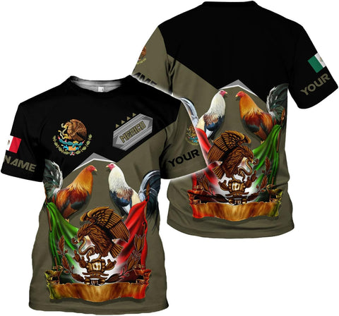 MoonArt Personalized Name Mexican Shirts for Men, Rooster Mexico Shirts for Men, Mexico Shirt Eagle Flag Mexican Eagle