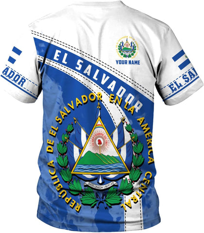 Ligthuy Personalized Name El Salvador Shirt 3D, El Salvador Flag Shirt for Men Women, Unisex T-Shirts S-5XL
