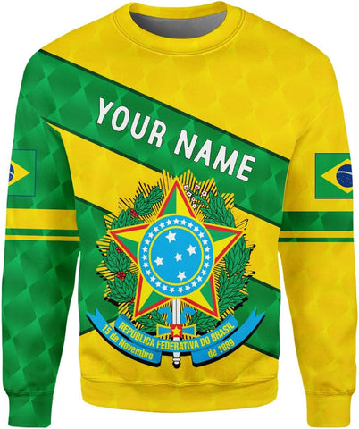 Mostprints Personalized Name Brazil Shirt 3D, Brasil Shirt Flag Custom Name Brazilian Shirt for Men and Women Unisex S-5XL