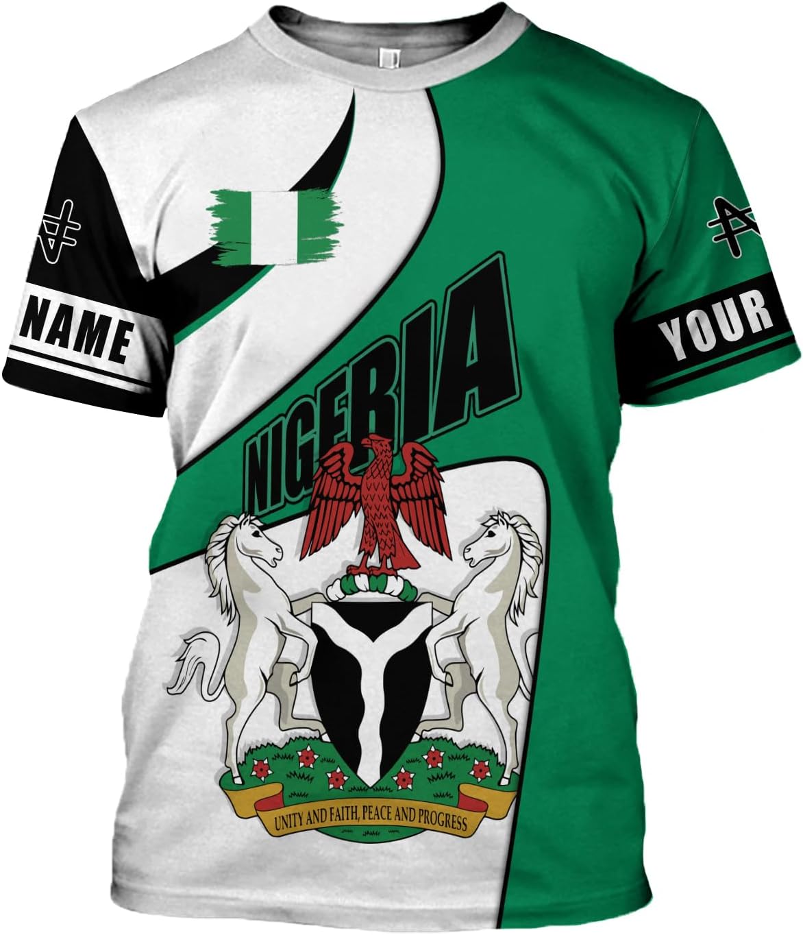AOVL Personalized Nigeria Shirts Nigerian Flag Shirts Nigeria Flag Nigerian Pride Gift T-Shirt Nigerian Pride Shirt 3D S-5XL