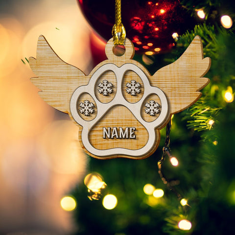 MAPrints Personalized Wooden Dog Cat Paw Ornament Christmas 2024, Custom Dog Paw Layered Wood Ornaments with Names, Pet Paw Wooden Dog Ornament, Pet Paw Christmas Ornament (PAW 7)