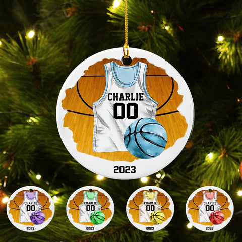 mostprints Personalized Basketball Ornaments, Basketball Christmas Ornament, Custom Basketball Player Ornament, Basketball Ornaments for Christmas Tree, Basketball Team Ornament (B6)