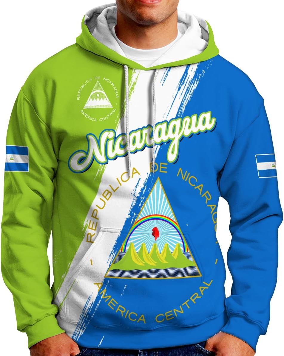 mostprints Personalized Nicaragua Hoodie Shirt Custom Nicaragua Flag Shirt for Men & Women Nicaragua Camisas Sweater