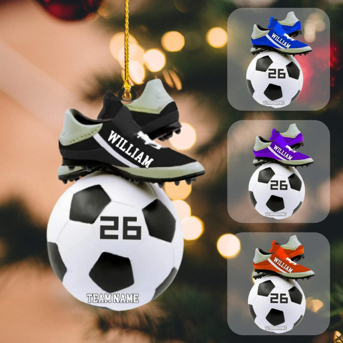 Personalized Soccer Player Christmas Ornament Great Gift Idea for Soccer Players and Soccer Lovers Custom Name Christmas Wood Plastic Ornament Custom Christmas Tree Hanging Gifts Home (SC3)