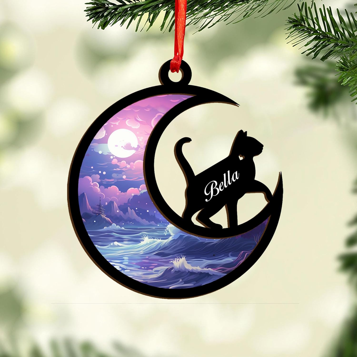 Mostefy Personalized Wooden Dog Cat Paw Ornament Christmas, Custom Dogs Cat Suncatcher Pet Name Ornaments, Customized Memorial Dog Ornament for Christmas Tree (Multi 35)